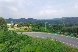 蜿蜒公路旁的绿野青山