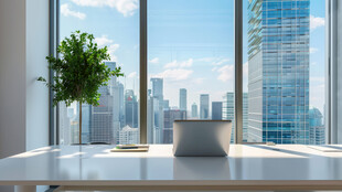 现代简约风窗边办公场景