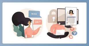 在线面试场景插画