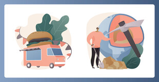 户外露营场景插画