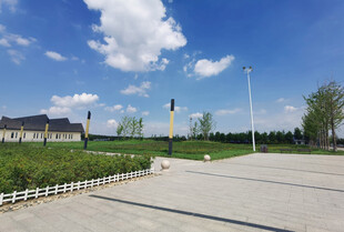 开阔乡村道路与蓝天白云