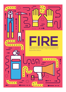 消防工具主题插画设计