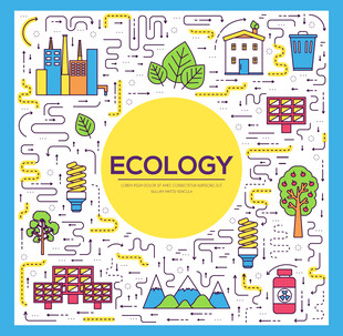 生态主题多彩插画图案