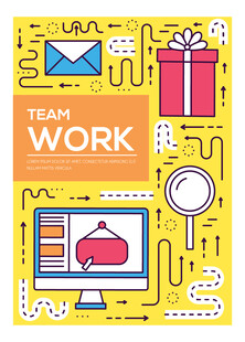 团队协作主题创意插画