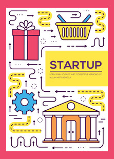 创业启动元素插画