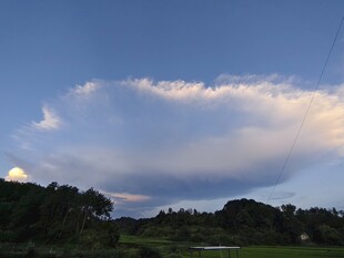 天边云朵下的绿野风光