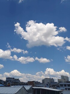 蓝天之下的城市与白云