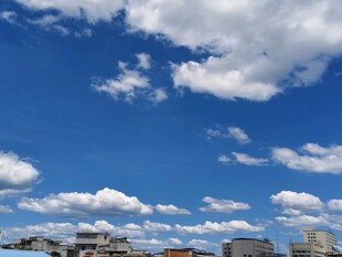 蓝天之下的城市与白云