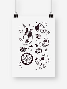手绘美食插画装饰画