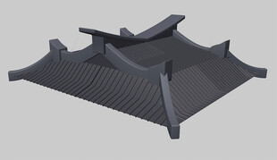 中式传统屋顶模型
