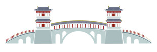 中式古风拱桥建筑形象