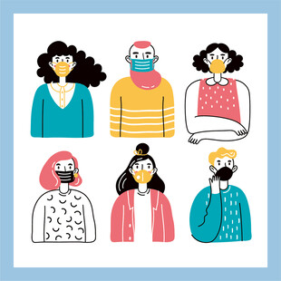 戴口罩的多样人物形象