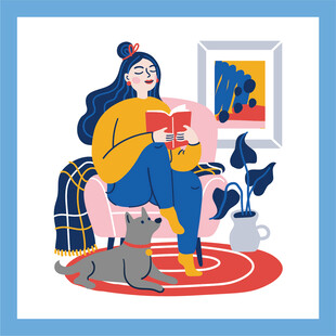 女子惬意阅读时光