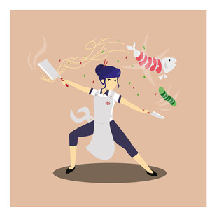 厨师激情烹饪瞬间