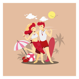 夏日情侣海滩甜蜜度假