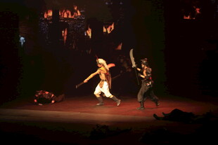 舞台上的激烈剑术表演