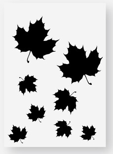 黑色枫叶剪影图案素材