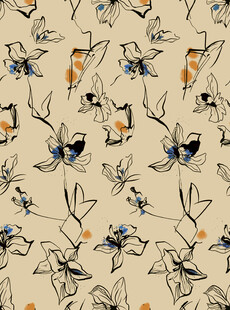 手绘花鸟图案背景纹理