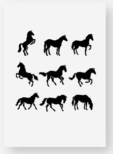 马的动态剪影图案