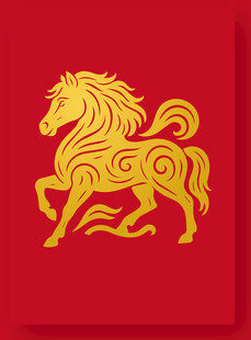 金色奔腾马形图案设计