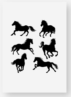 奔跑的骏马剪影