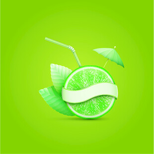 清新青柠饮品插画