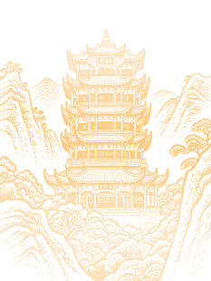 中式古建筑山水浮雕图案