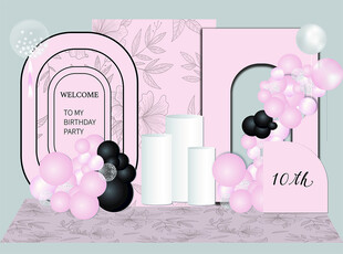 粉色系气球装饰场景布置