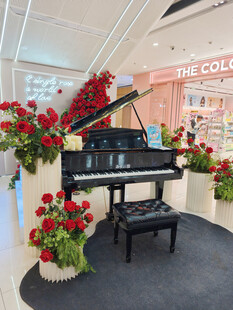 商场内的优雅钢琴展示区