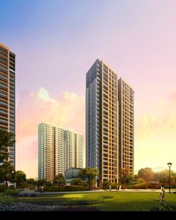 夕阳下的城市高楼景观