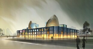 现代风格建筑群夜景