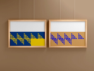 两幅几何图案挂画样机