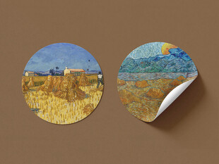 梵高风格圆形贴纸样机