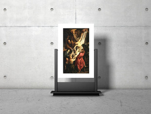 现代展厅中的艺术画作展示样机