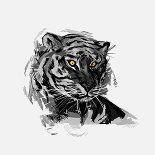 水墨风格老虎头像