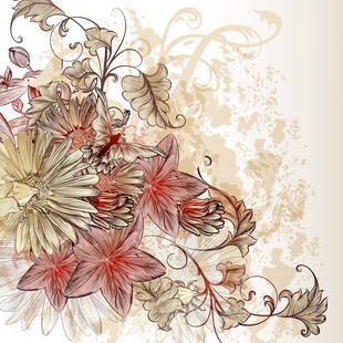 复古花卉装饰图案设计