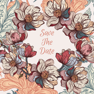 花卉婚礼日期提醒卡片