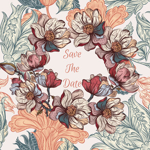 花卉环绕的婚礼请柬