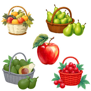 多彩水果篮与新鲜水果