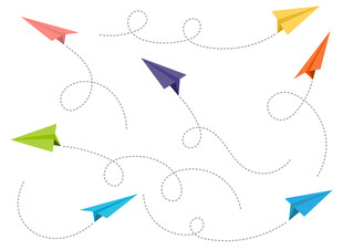 彩色纸飞机的灵动轨迹