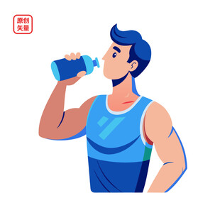 运动男子畅快饮水