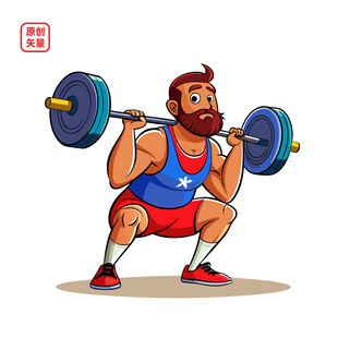 强壮男子举杠铃健身