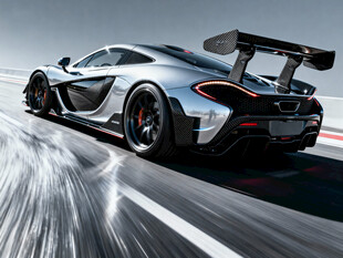 赛道上飞驰的炫酷银色跑车