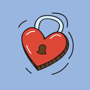 爱心挂锁插画