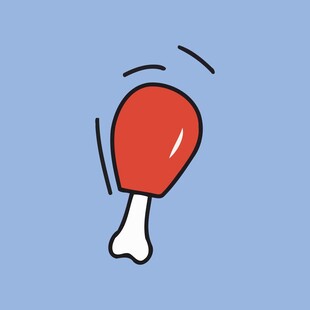 卡通风格红色炸鸡腿