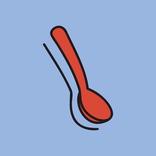 红色简约线条风勺子图标