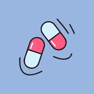 两颗胶囊在蓝色背景中