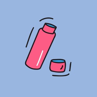 粉色保温杯与杯盖插画