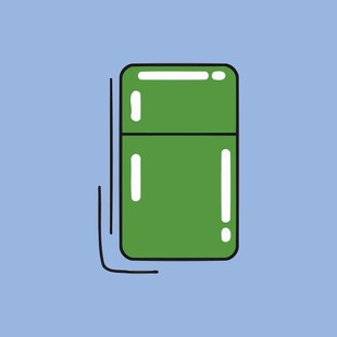 绿色双门冰箱插画