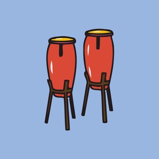 两个红色鼓置于支架上